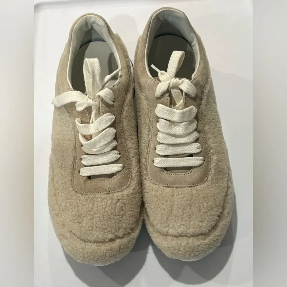 🧸PESERICO Leather and Shearling Sneakers